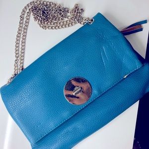 Turquoise faux leather purse